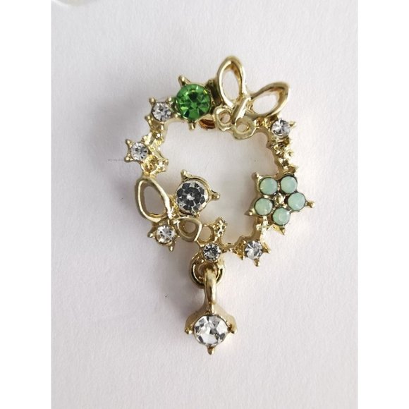 Brand New 14K Gold Plated Butterfly Flower Crystal Earrngs - Picture 5 of 8